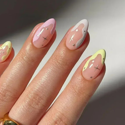 24Pcs French False Nails Almond Fake Nails