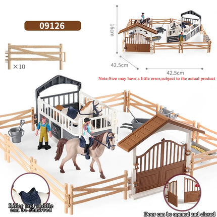 Farm Stable House Horseman Farmer Poultry Horse Animals Figurine Cute Kids Toy Gift