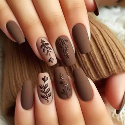 24Pcs Fashion Fake Nails Press on Long Ballet False Nails Art