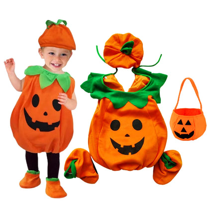 Kids Pumpkin Costume with Hat Boys Girls Halloween Cosplay clothes
