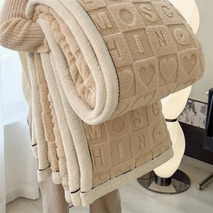 Warm Winter Blanket A Grade Heart Plush Taffeta Fleece Soft Thick Bed Blankets For