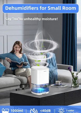 1pc 1000ml Portable Dehumidifier for Home Office and RV Eliminate Damp Mold and Moisture Easy to Use and Energy Efficient