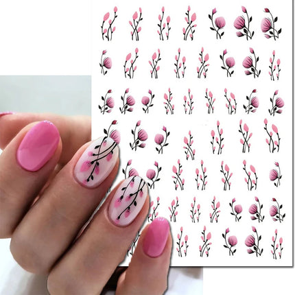 3d Nail Art Decals Elegant White RoyalBlue Roses Flowers