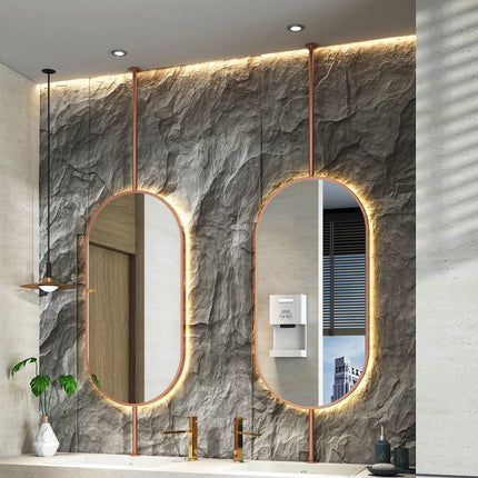 Ceiling Oval Hanging Mirror Modern Simple Home Decoration Bathroom Vanity Mirror LED Lighting Hd Cosmetic Mirror Size60x90cm
