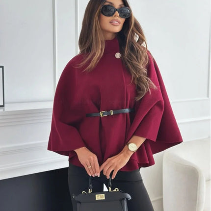Elegant Autumn Solid Jackets Fashion Women Single Breasted Batwing Sleeve Thick New Coats Casual Loose Office Lady Chic jacket