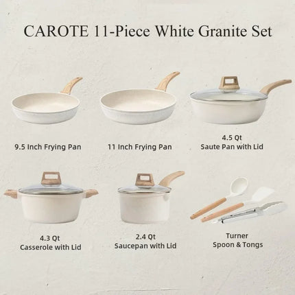 11 Pcs Cookware Sets Pots and Pans Set Nonstick Cooking Set W/Frying Pans