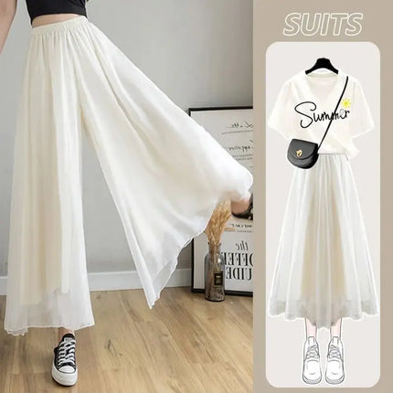 New Loose Versatile Elastic Waist Fashion Elegant Pant Skirt