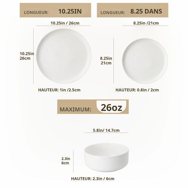 MALACASA Plates and Bowls Sets, 12 Pieces Porcelain Dinnerware Sets Dishware Sets Chip Resistant Ceramic Dish Set Dining Dinner
