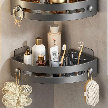 2pcs Bathroom Corner Shelf,Adhesive Wall-Mounted Organizer with 2-Tier Shelves