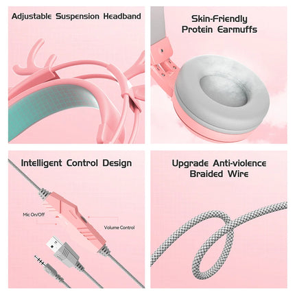 headphone gaming wired Girl specific cute deer cat ear Passive Noise Cancelling SY-G25 LZ-1