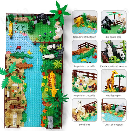 Zoo Animals Building Blocks Toys Set for Kids Montessori Gift Compatible Classic Blocks City Friends Wild Animals