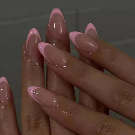 24Pcs French False Nails Almond Fake Nails