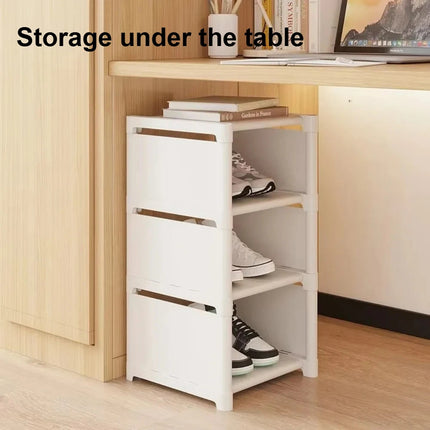 4-8 Layers Shoe Cabinet Adjustable Multi-Layer Storage Cabinet for Corner Entrance Organize Rack save space Shoe-shelf white