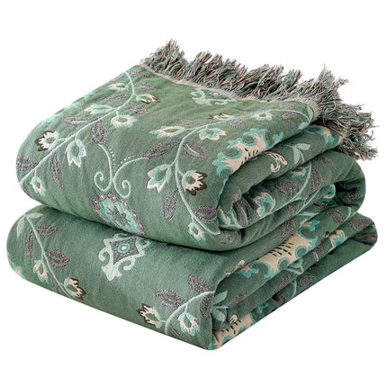 European Cotton Blanket And Throws Gauze Flowers Sofa Towel Double-sided