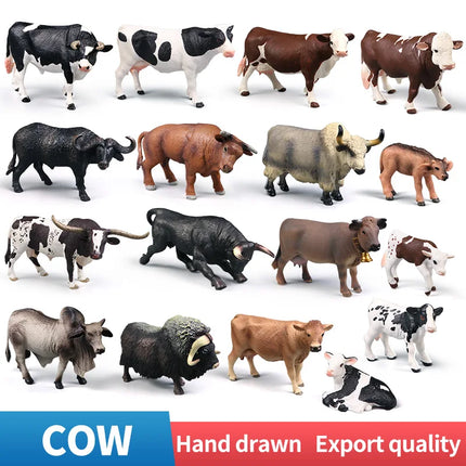 Farm Animal Models - Bull Milk Cow Poultry Educational Action Figures for Children's Cognitive Learning Collection