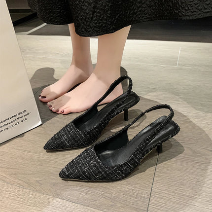 Brand Designer Slingbacks High Heels Pumps Women Pointed Blue Pointed Toe Party Shoes Summer Thin Heeled Sandals High Heel Shoes