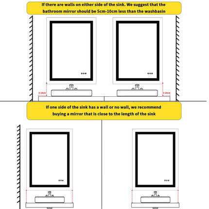 Gold LED Bathroom Mirror Large Wall Mounted Vanity Mirror 3 Colors Anti-Fog Dimmable Front Light Aluminum Frame 36x24" Arched