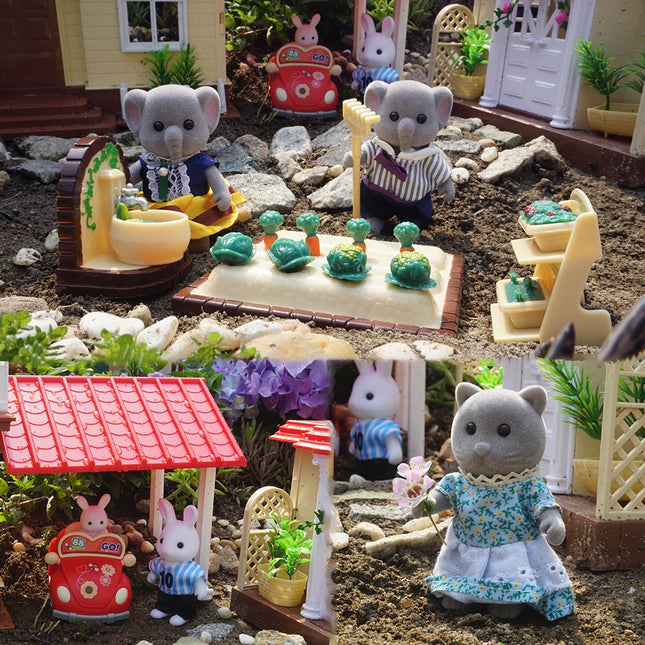 Doll Rabbit Sheep Cat Animal Minitature Furniture Set Pretend Play Simulation Doll House Toy Gift