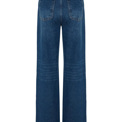 Trendyol TYZA Women's Jeans Casual Beltless Wide Leg Denim Plain Jeans Wide Leg Casual Pants Denim Pants