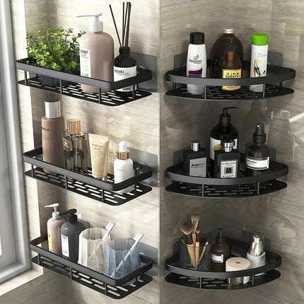 Bathroom Shelf Kitchen Storage Organizer Aluminum Alloy Shampoo Rack Shower