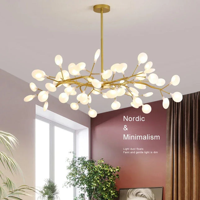 Modern Firefly LED Chandelier Black Gold For Living Room Bedroom Hall Home Decor Indoor Lighting Minimalist Ceiling Pendant Lamp