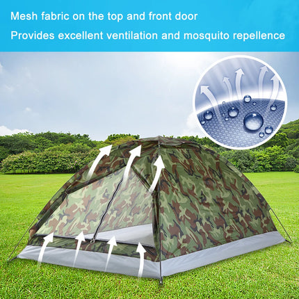 Camping Tent for 2 Person Single Layer Outdoor Portable Camouflage Summer Tent for Outdoor Camping Traveling Tent