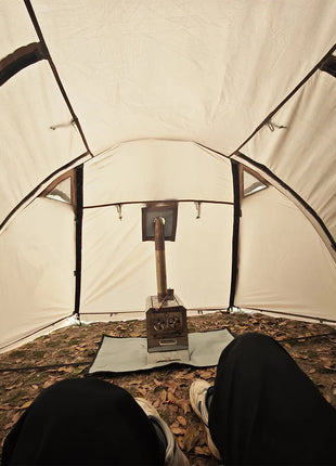 Fireproof 2 Person Winter Tent Hot Tent Waterproof Tunnel Dome Tent with Stove Jack and Snow Skirt for Camping Hiking 4 Season