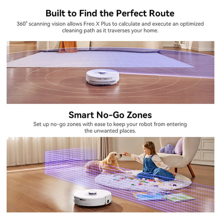 Narwal Freo X Plus 7800Pa Robot Vacuum Cleaner 3.5H Runtime Tri-Laser Structured Light Zero-Tangling Floating Brush 1L Dust Bin