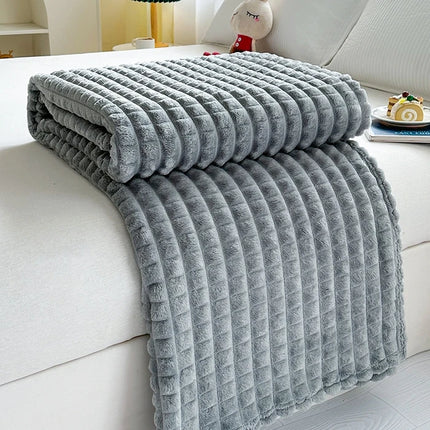 new solid color imitation fur plaid flannel blanket winter office nap blanket