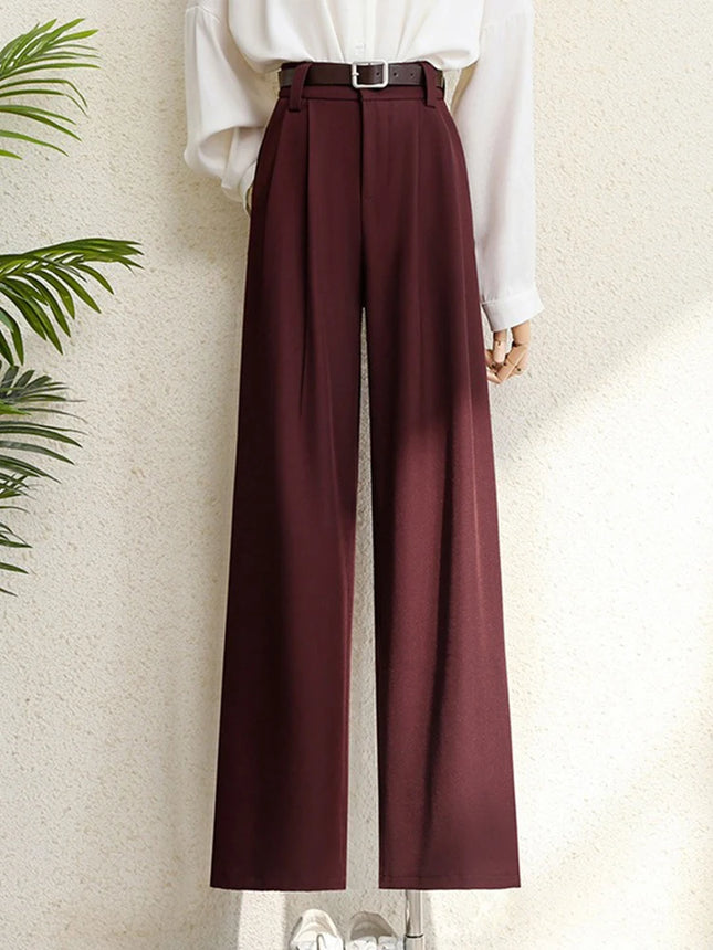 Suits Pants for Women Office Lady Elegant High Waist Wide