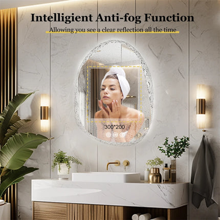 LED Bathroom Mirror Irregular Vanity Mirror With Backlit  Clear-crystal Glass Frame Wall Mounted Mirror 3 Colors Setting Anti-fo