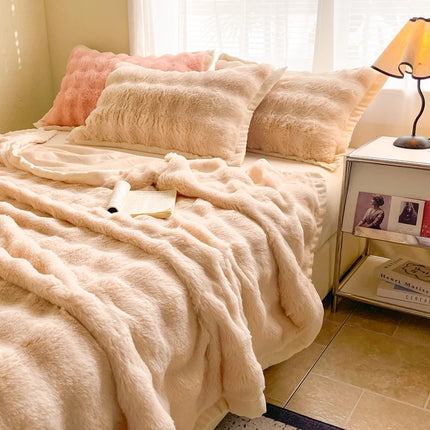 High-grade Faux Rabbit Fur Blanket Autumn Winter Soft Thick Warm Sofa Blanket