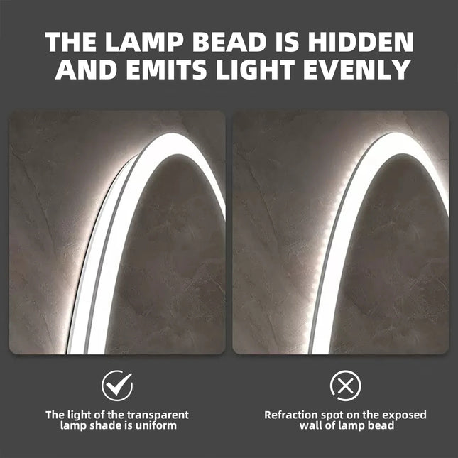 Round Bathroom Mirror with LED Lights Wall-mounted Anti-fog Mirror Light Touch Switch Color Temperature Adjustable Stepless Dimm