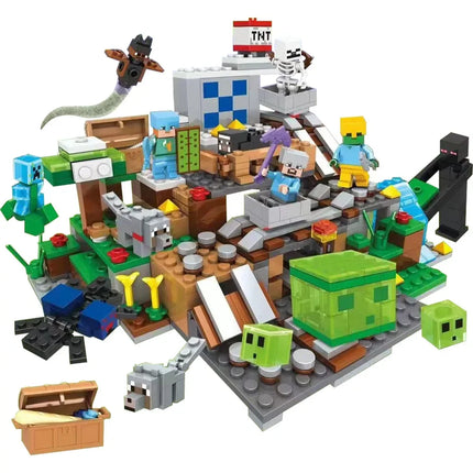 Village Farm Cave Mine Alex Zombie Action Figures Building Blocks Toys Gift for Children