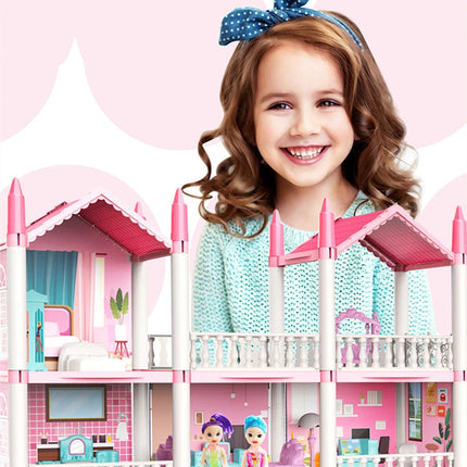 Princess Castle Villa Assembly Doll House Set Toy Girl Family Toy Children's Music Doll House Assembly Villa House