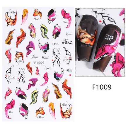 1PCS New Autumn Flowers Nail Decals Animal Nail Stickers Flower