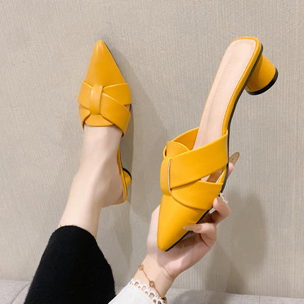 Summer Riband Decoration Slippers Women Fashion High Quality Round Heel Shoes Casual Sweet High Heels Plus Size 42 Women Sandals