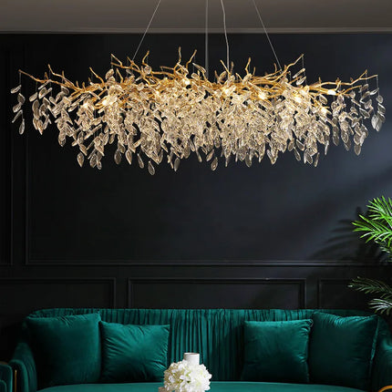 Nordic Luxury Living Room Branch Led Pendant Lights Lustre Crystal Art Hanging Lamp Modern Suspend Lamp Gold Chandelier Fixtures