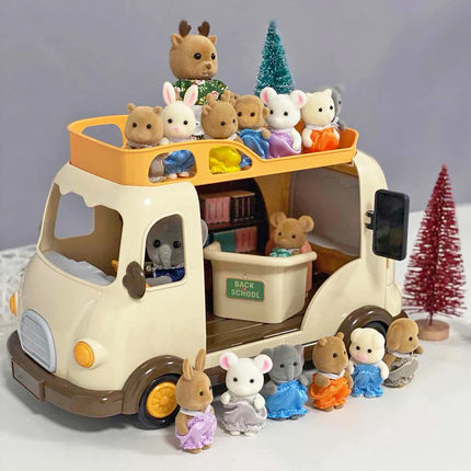 School Bus Book Shelf 1/12 Dollhouse Forest Family Ice Cream Sales Vehicle