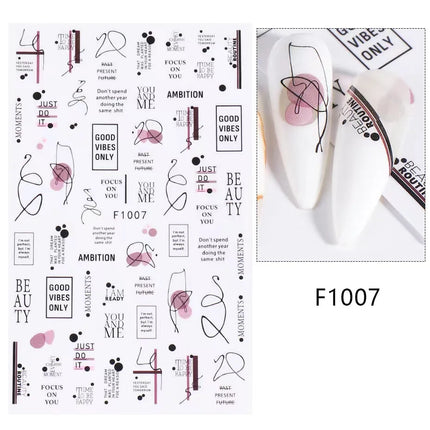 1PCS New Autumn Flowers Nail Decals Animal Nail Stickers Flower