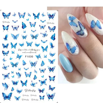 1PCS New Autumn Flowers Nail Decals Animal Nail Stickers Flower