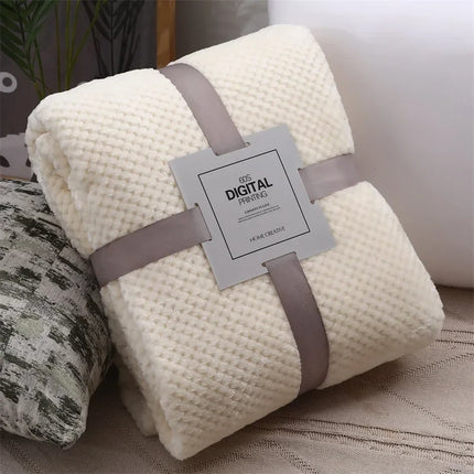 Solid Soft Warm Fleece Plaid Blankets and Bedspreads Living Room Bedroom Air