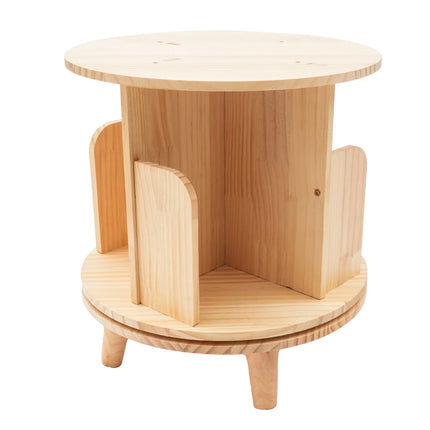 360 Rotating Wooden Bookshelf Livingroom Storage Rack Floor Standing Bookcase for Kids&Adults