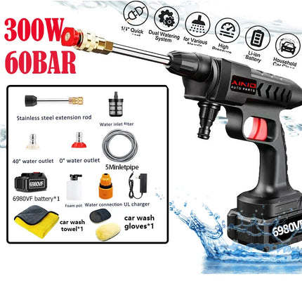 High Pressure Cleaner Washer 20000mAh 50BAR Rechargeable Car Wash Gun Foam