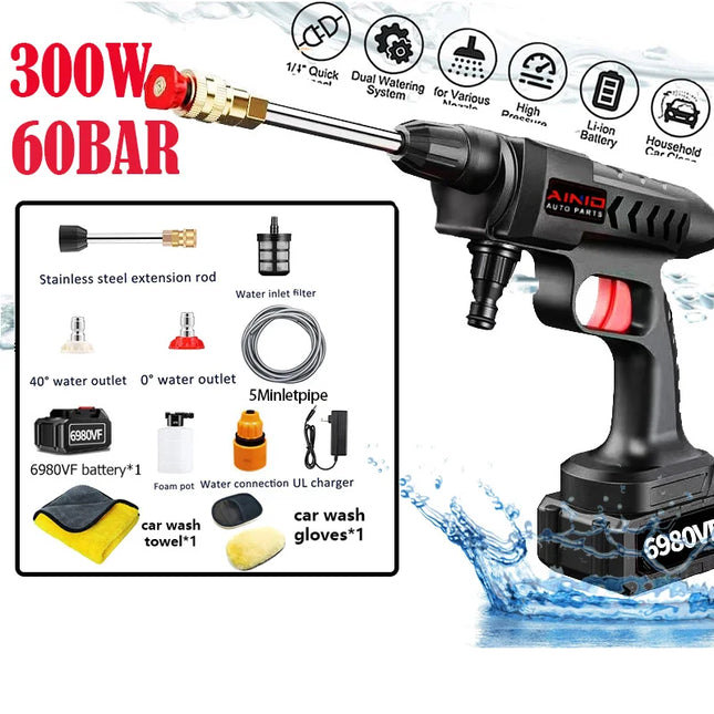 High Pressure Cleaner Washer 20000mAh 50BAR Rechargeable Car Wash Gun Foam
