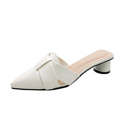 Summer Riband Decoration Slippers Women Fashion High Quality Round Heel Shoes Casual Sweet High Heels Plus Size 42 Women Sandals