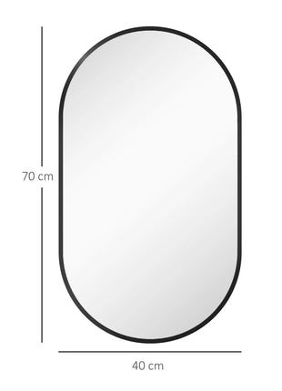 HOMCOM 40x70 cm oval bathroom mirror with black living room aluminum frame