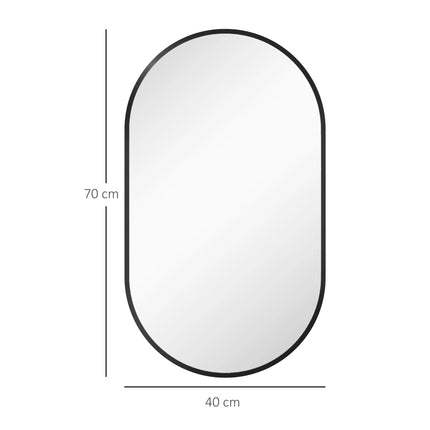 HOMCOM 40x70 cm oval bathroom mirror with black living room aluminum frame