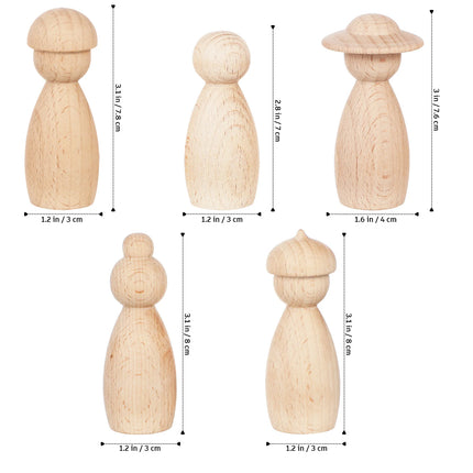 5 Pcs Suit Decoration Of Puppet Craft Kit Mini Paintable Peg People Wood Kits