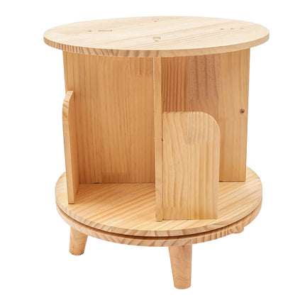 360 Rotating Wooden Bookshelf Livingroom Storage Rack Floor Standing Bookcase for Kids&Adults